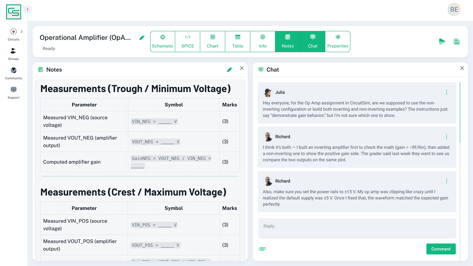 CircuitSim Collaboration and Discovery Features